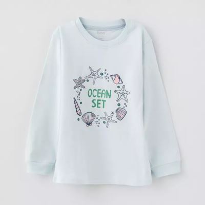 ست دو تکه بلوز آستین بلند و شلوار آبی Ocean