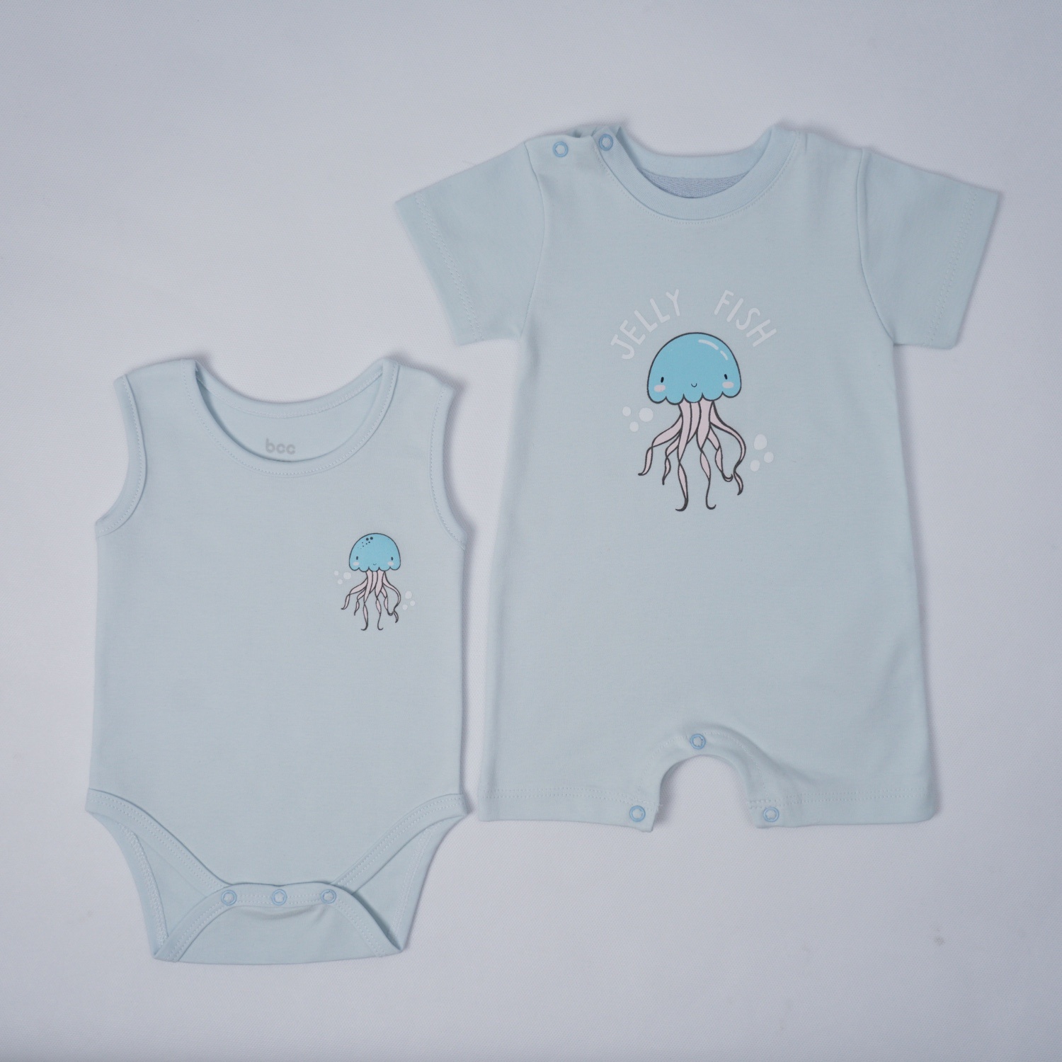 ست دو تکه بادی رکابی و رامپر آبی روشن Ocean