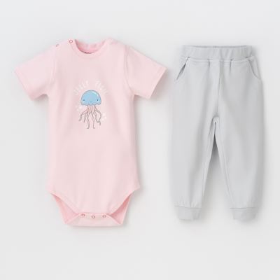 ست2تکه Ocean بادی کوتاه وشلوار صورتی