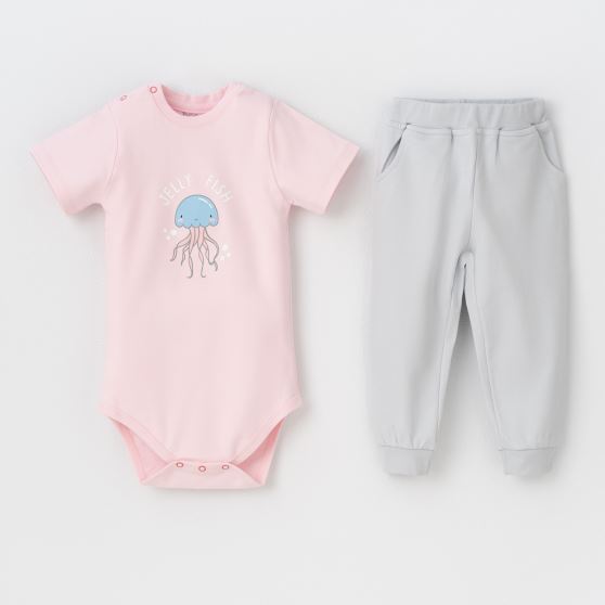 ست2تکه Ocean بادی کوتاه وشلوار صورتی ست2تکه Ocean بادی کوتاه وشلوار صورتی