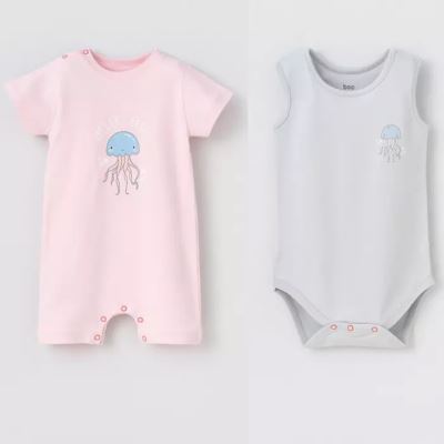 ست2تکه Ocean رامپرصورتی وبادی رکابی طوسی