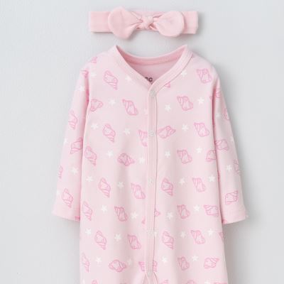 ست2تکه Ocean سرهمی تمام چاپ وهد بند صورتی