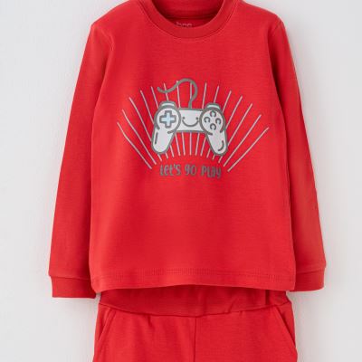 ست2تکه play بلوزآستین بلند وشلوار قرمز