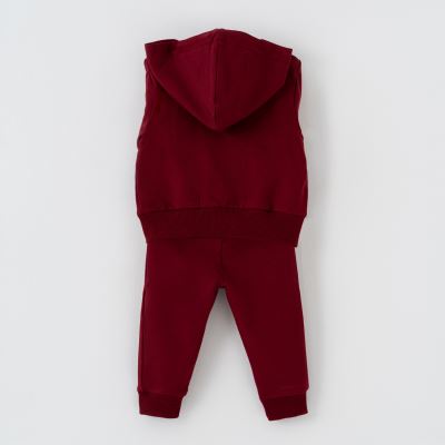 ست2تکه دورس دونخ سویشرت وشلوار زرشکی