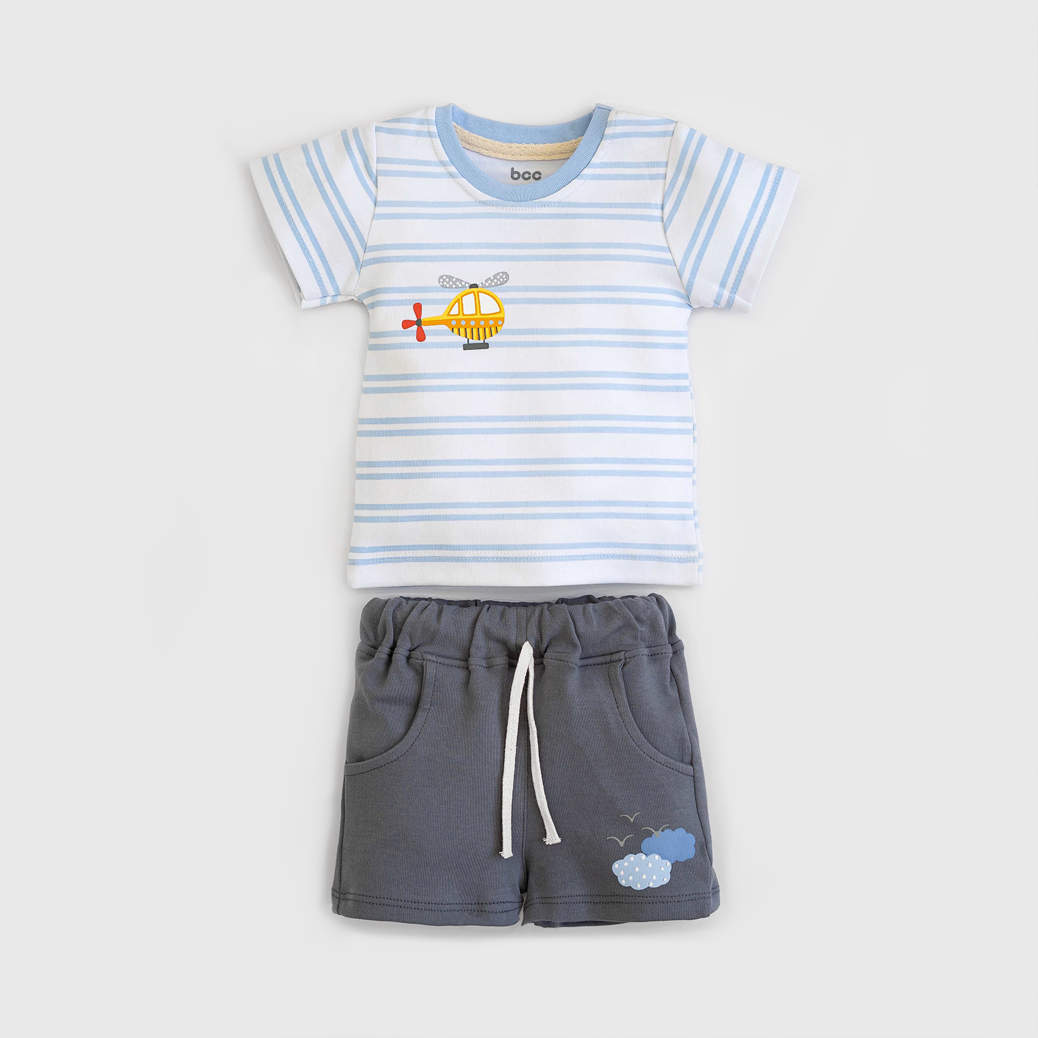 ست2تکه تیشرت وشلوارک fly  آبی-روشن