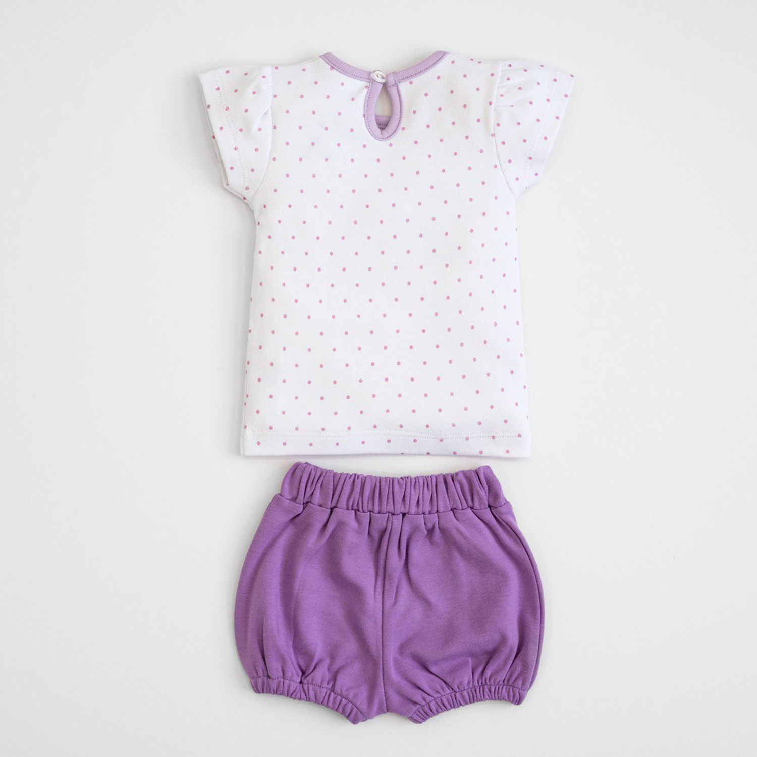 ست 2تکه تیشرت وشلوارک cookie  سفید -بنفش