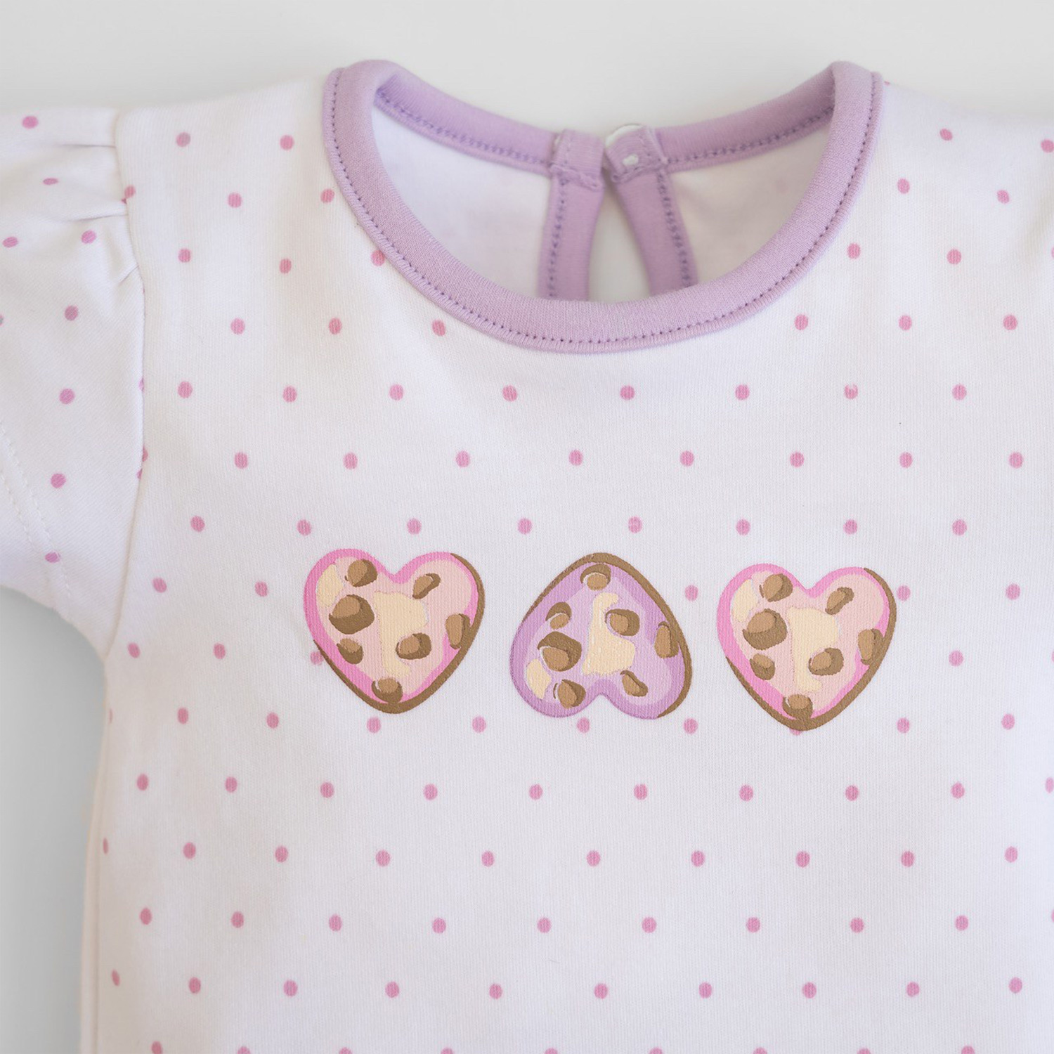 ست 2تکه تیشرت وشلوارک cookie  سفید -بنفش