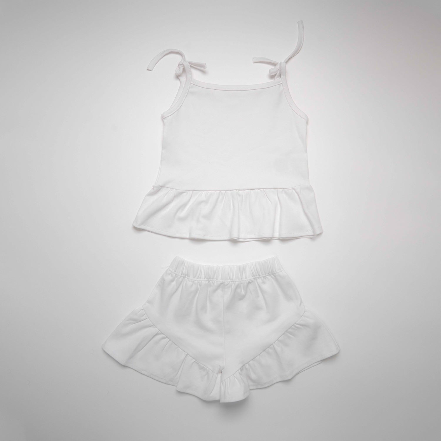 ست2تکه تاپ وشلوارک دخترانه سفید