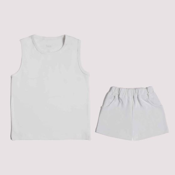 ست2تکه تاپ وشلوارک پسرانه سفید