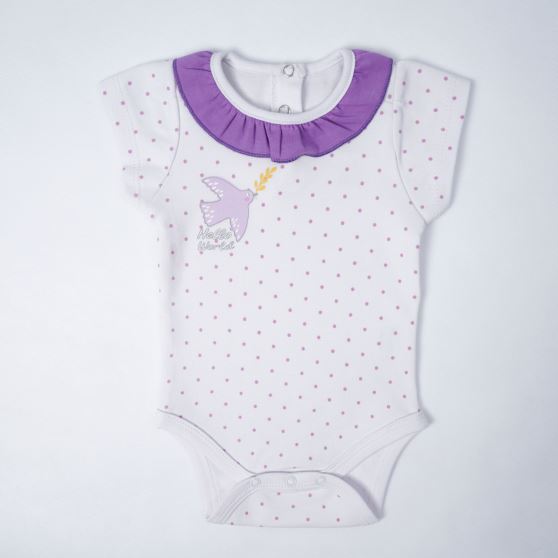 بادی آستین کوتاه سفید تمام چاپ Dove