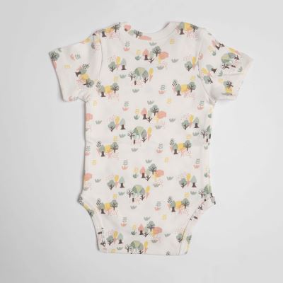 بادی آستین کوتاه سفید تمام چاپ White Alyssum