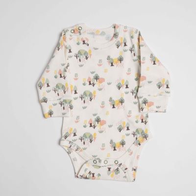 بادی آستین بلند سفید تمام چاپ White Alyssum