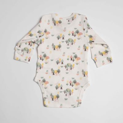 بادی آستین بلند سفید تمام چاپ White Alyssum