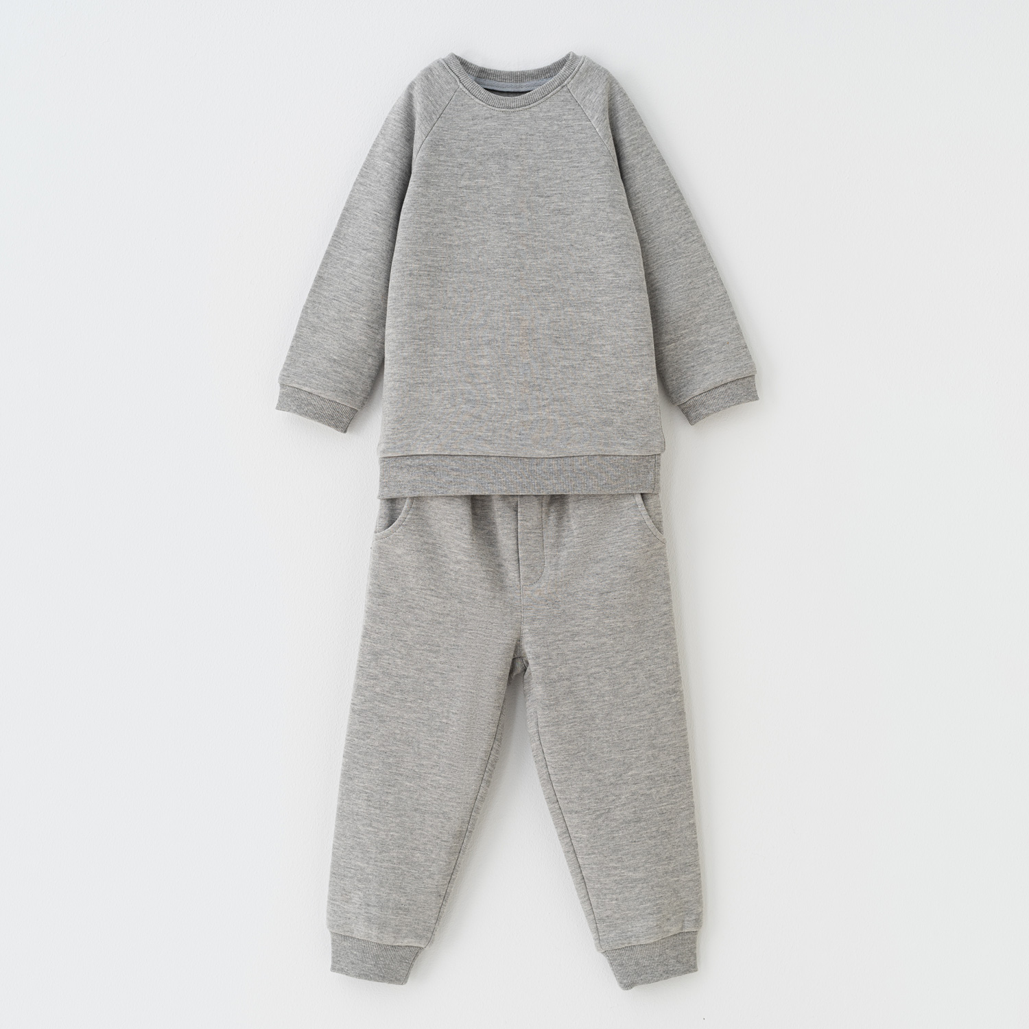 ست دوتکه بلوز آستین بلند و شلوار توسی ملانژ سلانیک