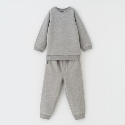 ست دوتکه بلوز آستین بلند و شلوار توسی ملانژ سلانیک