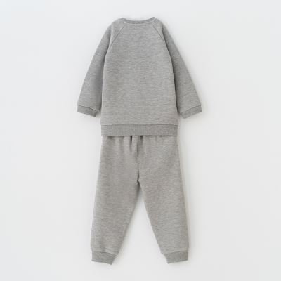 ست دوتکه بلوز آستین بلند و شلوار توسی ملانژ سلانیک